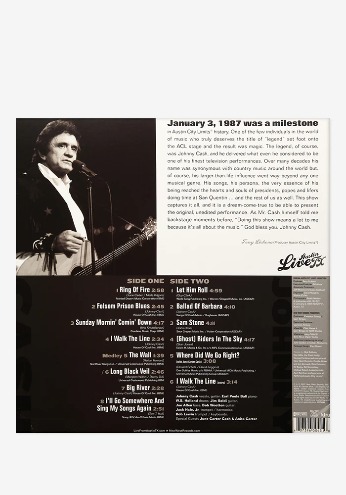 Johnny Cash: Live From Austin, TX Exclusive LP (Black & Clear) - Image 3