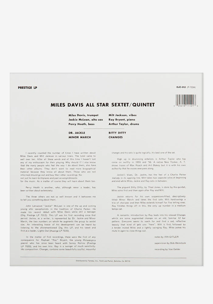 Miles Davis and Milt Jackson Quintet/Sextet Exclusive LP - Image 3