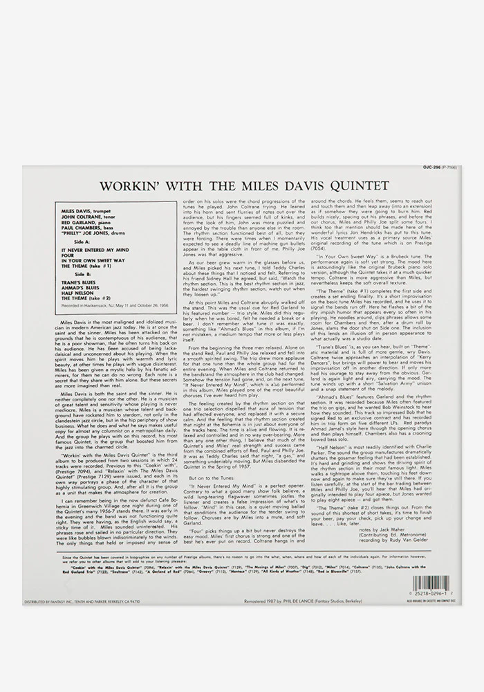 Workin' With The Miles Davis Quintet Exclusive LP (Clear) - Image 3