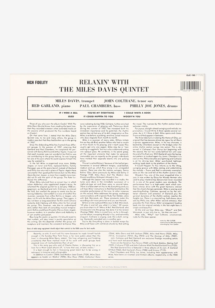 Relaxin' With The Miles Davis Quintet Exclusive LP (Yellow) - Image 3