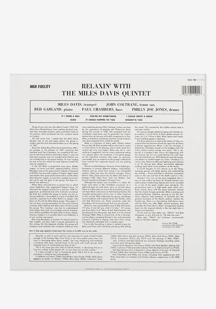 Relaxin' With The Miles Davis Quintet Exclusive LP (Clear) - Image 3